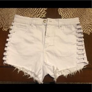 NWT white shorts with side cut outs